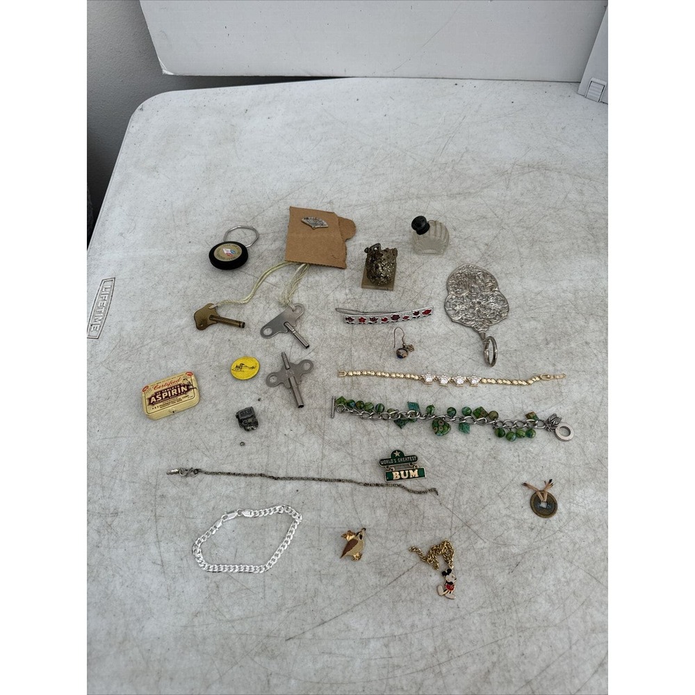 VTG Jewelry Lot Keys Pens Pendants Bracelets & More